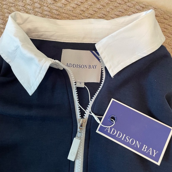 NWT - ADDISON BAY Women's Rugby Sweatshirt Mini Dress, Navy And White, small - Picture 13 of 14
